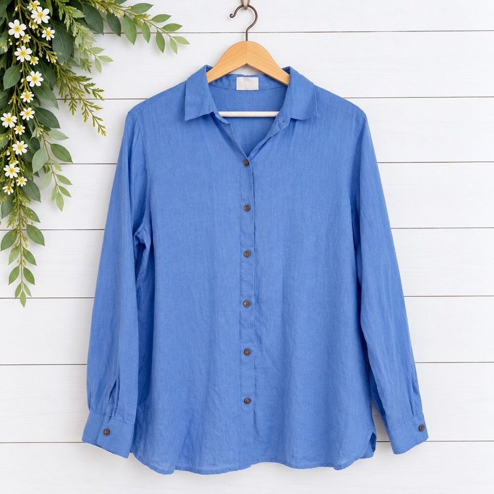 J.Jill blue love linen button down size M